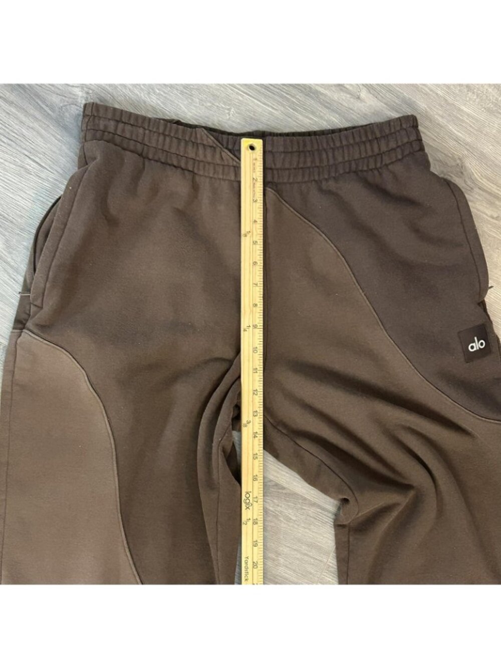 Alo Yoga Make Waves Sweatpant Womens L Brown Colorblock Fleece Lined Lounge - Picture 10 of 12